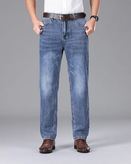 2026 Summer High Quality Brand Cloth Business Casual Men's Lightweight Straight Loose Jeans Classic Retro thin cotton trousers -   | Stylish & Elegant Fashion by Voldri