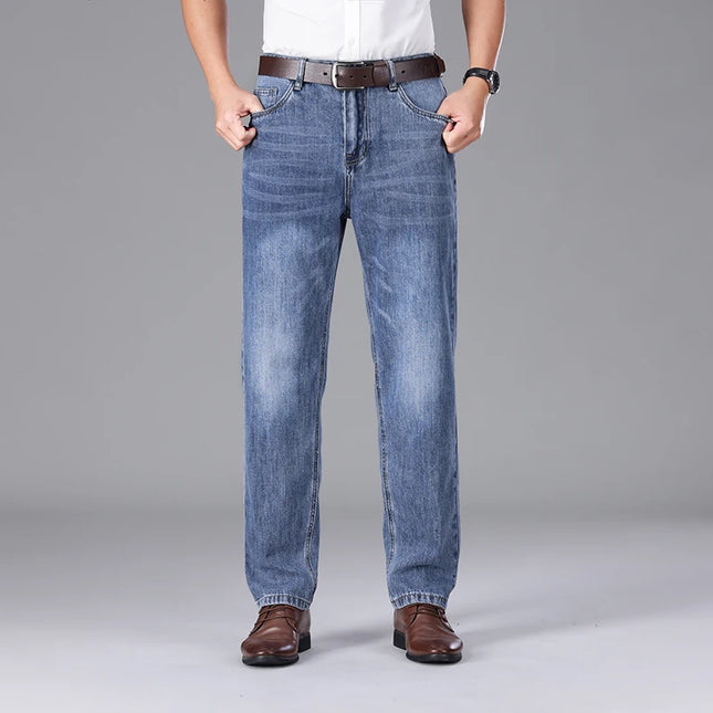 2026 Summer High Quality Brand Cloth Business Casual Men's Lightweight Straight Loose Jeans Classic Retro thin cotton trousers -   | Stylish & Elegant Fashion by Voldri