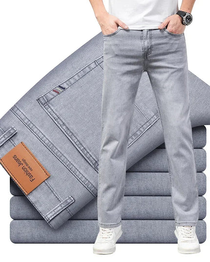 Voldri Men's Lightweight Cotton Stretch Jeans - Business Casual Fit