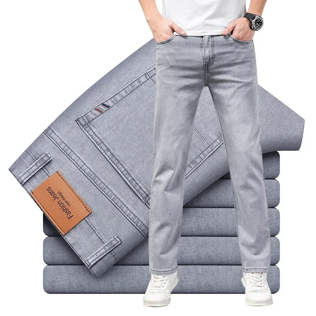 Voldri Men's Lightweight Cotton Stretch Jeans - Business Casual Fit -   | Stylish & Elegant Fashion by Voldri