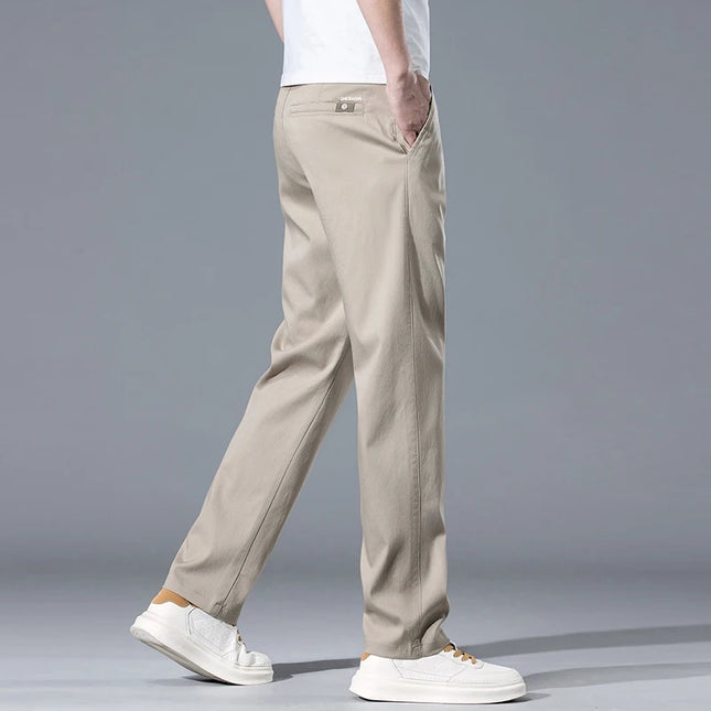 2026 Spring Summer Men's Lightweight Slim Straight Casual Pants Premium Lyocell Micro-elastic brand clothing youth thin trousers