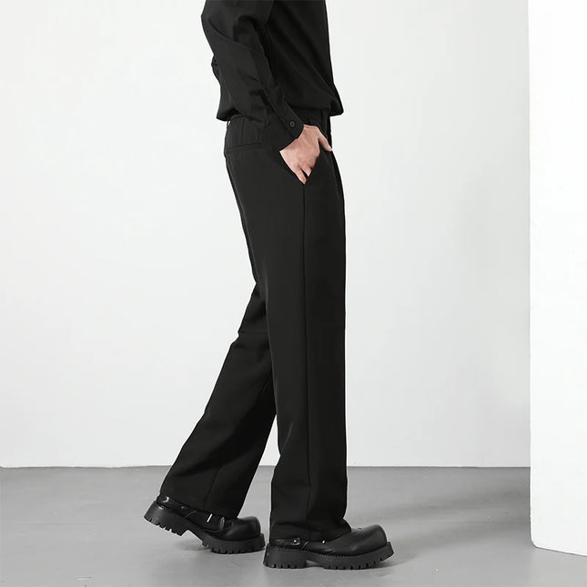 Spring and summer men's loose suit pants Korean style straight solid color drape elastic business office casual trousers brown -   | Stylish & Elegant Fashion by Voldri