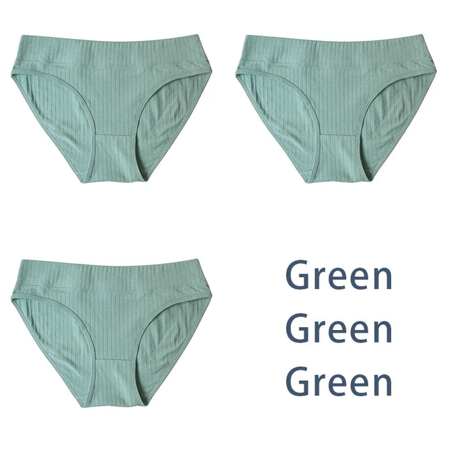 3PCS/Set   Rib Underpants  Lingerie - VOLDRI