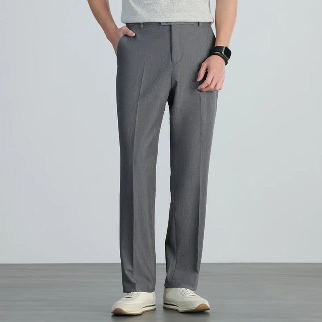2026 summer brand business casual men's straight lightweight stretch trousers Classic simple high-waisted thin full length pants -   | Stylish & Elegant Fashion by Voldri