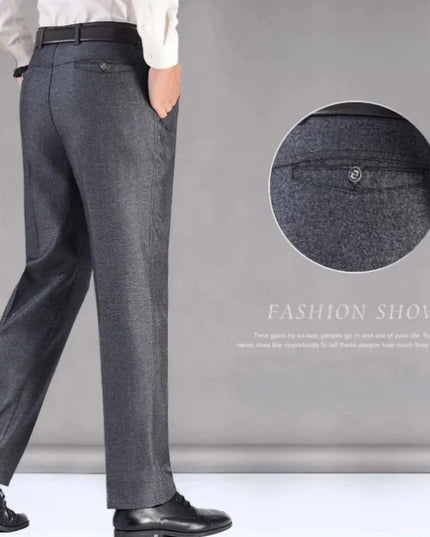 New Men's Summer Thin Business Pants Autumn Fashion Solid Gentle Thicken Casual Trousers Male Brand Suit Pant Black Gray KOACUS -   | Stylish & Elegant Fashion by Voldri