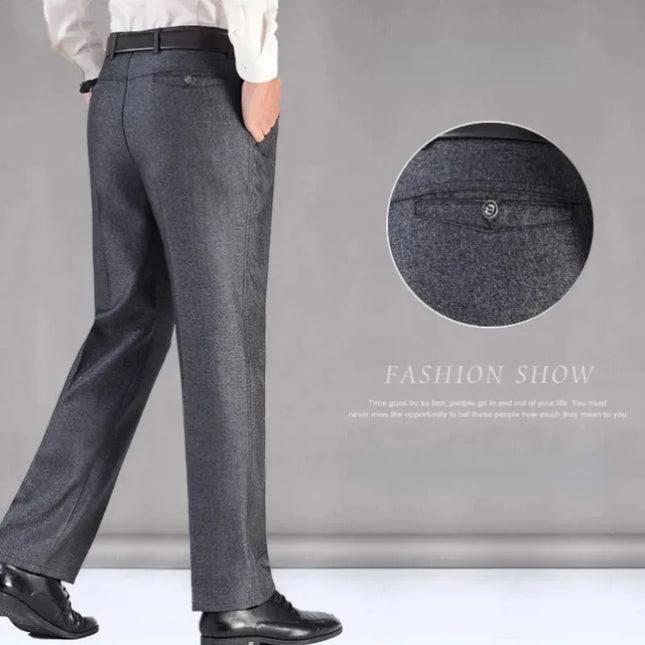 New Men's Summer Thin Business Pants Autumn Fashion Solid Gentle Thicken Casual Trousers Male Brand Suit Pant Black Gray KOACUS -   | Stylish & Elegant Fashion by Voldri