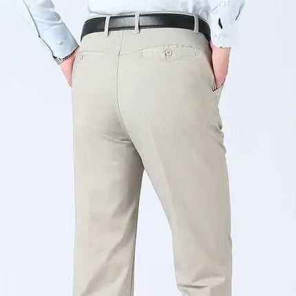 Men's 100% Cotton Autumn Thick Summer Thin Trousers Fashion Cargo Pants Smart Casual Solid Khaki Gray Brand Suit Pants KOACUS -   | Stylish & Elegant Fashion by Voldri