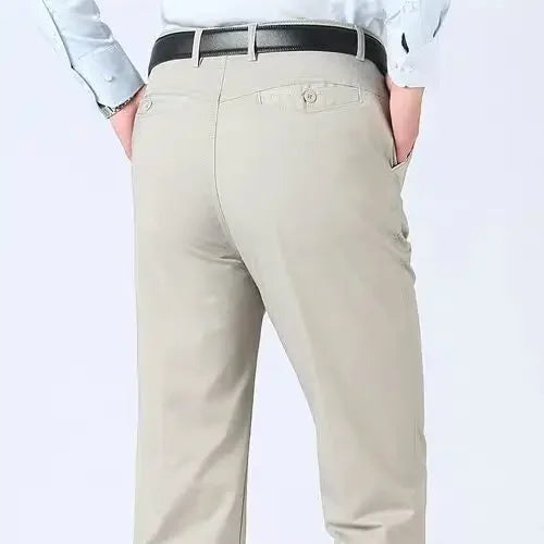 Men's 100% Cotton Autumn Thick Summer Thin Trousers Fashion Cargo Pants Smart Casual Solid Khaki Gray Brand Suit Pants KOACUS -   | Stylish & Elegant Fashion by Voldri