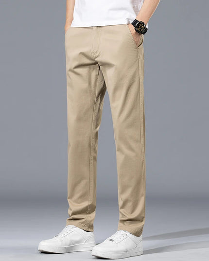2026 Summer Clothing Smart Casual Men's Straight Cotton Stretch Pants Classic Letter Patches Lightweight mid-rise trousers -   | Stylish & Elegant Fashion by Voldri