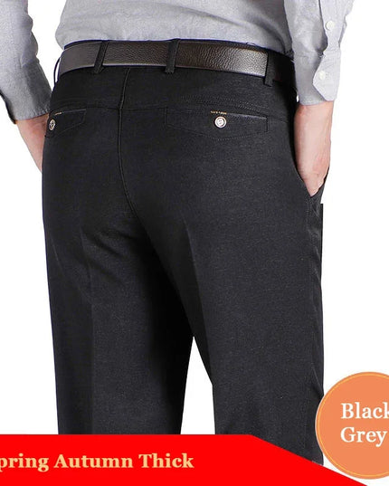 Men's Casual Business Suit Pants Men Mid Full Length Soft Trim Brand Work Trousers Regular Straight Black Gray Large Size 28-40 -   | Stylish & Elegant Fashion by Voldri