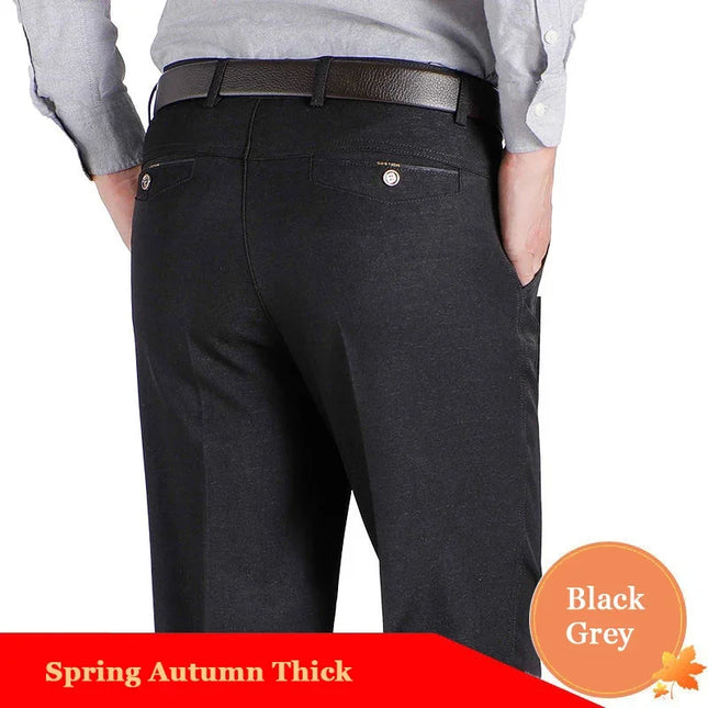 Men's Casual Business Suit Pants Men Mid Full Length Soft Trim Brand Work Trousers Regular Straight Black Gray Large Size 28-40 -   | Stylish & Elegant Fashion by Voldri