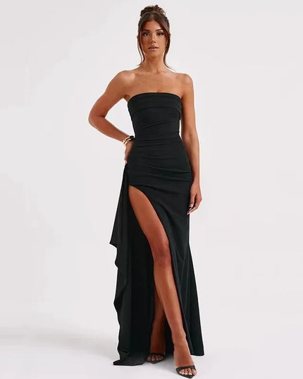 Strapless  Slit Long Dress