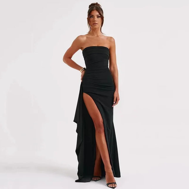 Strapless  Slit Long Dress