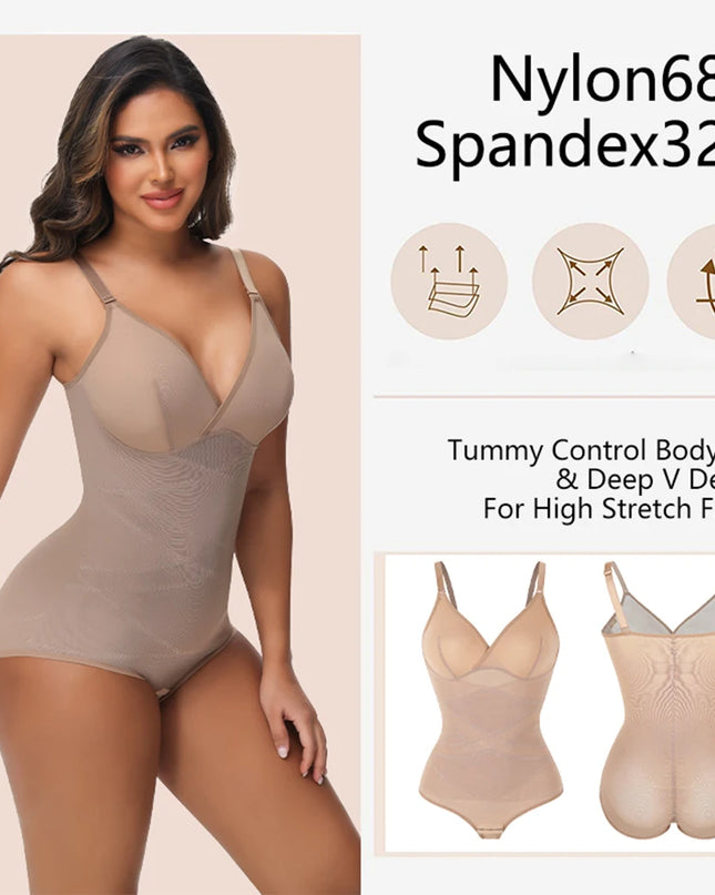 V Neck Shapewear Bodysuit - VOLDRI