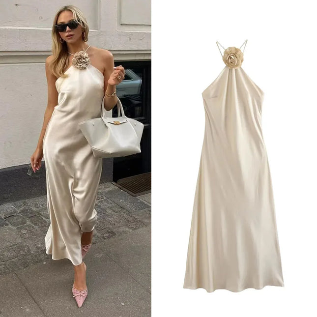 Off Shoulder Satin Long Dress