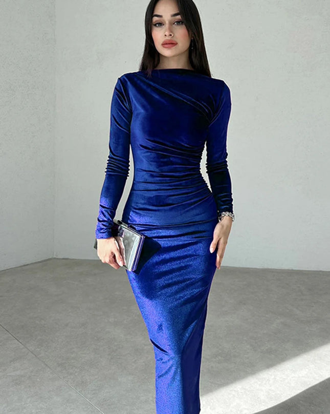 Velvet Rushed Midi Dress