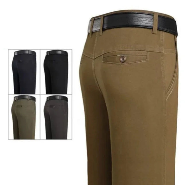 Men's Office Business 100% Cotton Pants Summer Thin & Autumn Thick High Waist Straight Loose Solid Bland Suit Slacks KOACUS -   | Stylish & Elegant Fashion by Voldri