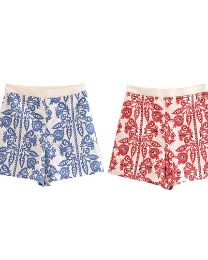 Vintage Casual Embroidery Shorts - VOLDRI