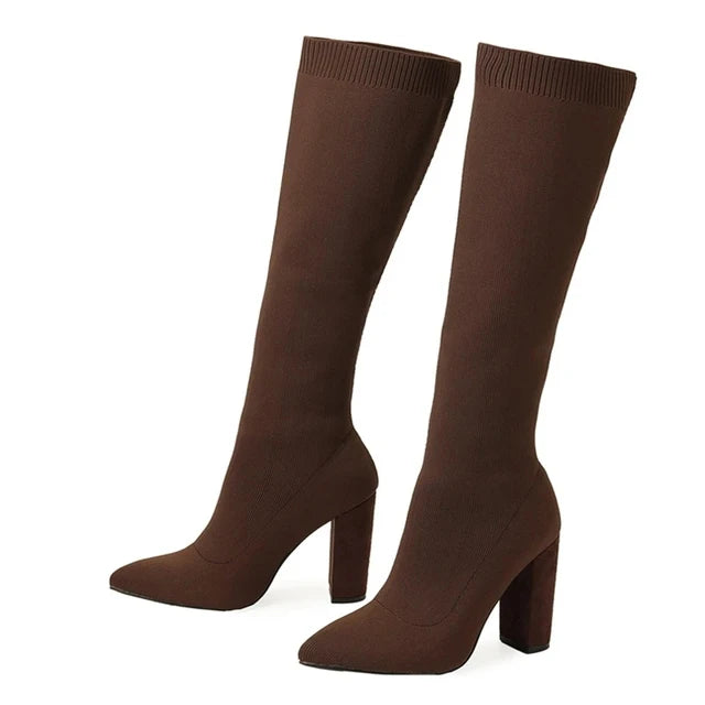 Fabric Knee High Boots - VOLDRI