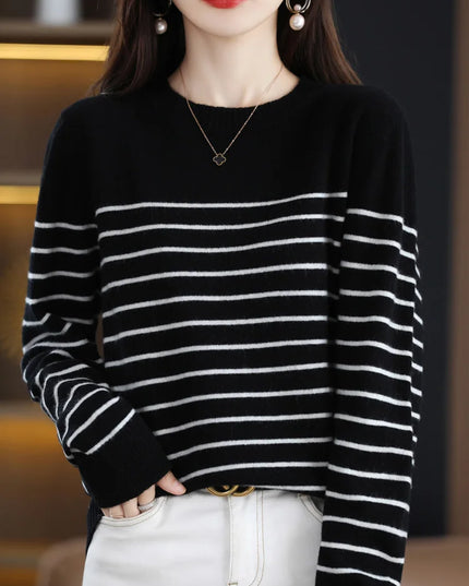 Striped Long Sleeve Sweaters Tops - VOLDRI