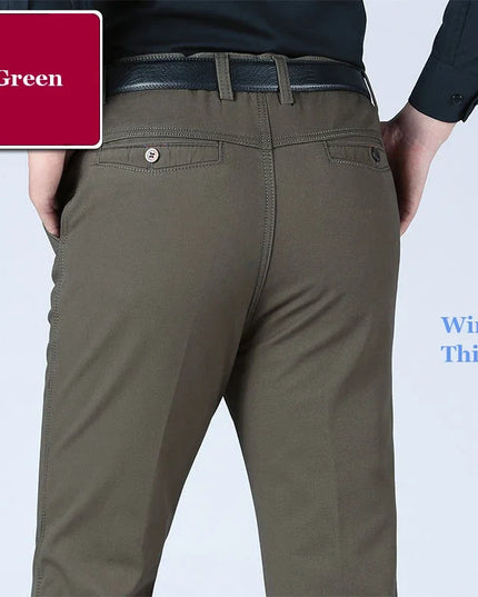 New Arrival Men's 100% Cotton Summer Autumn Casual Pants Fashion Solid Black Khaki Gentle Thicken Trousers Brand Smart Suit Pant -   | Stylish & Elegant Fashion by Voldri