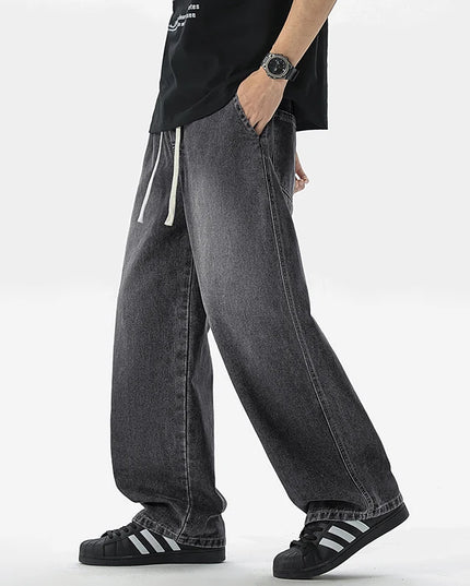 Men's Jeans American Loose Wide-leg Loose Straight Casual Trousers Street Hip-hop Baggy Jeans Black Grey  Blue Streetwear Men -   | Stylish & Elegant Fashion by Voldri