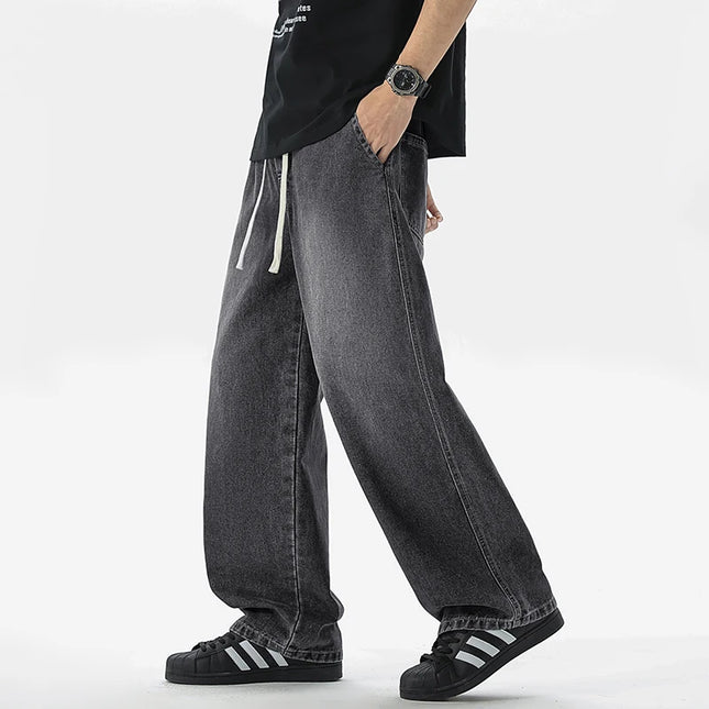 Men's Jeans American Loose Wide-leg Loose Straight Casual Trousers Street Hip-hop Baggy Jeans Black Grey  Blue Streetwear Men -   | Stylish & Elegant Fashion by Voldri