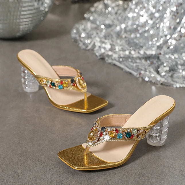 Gem Rivet Slippers Sandals - VOLDRI