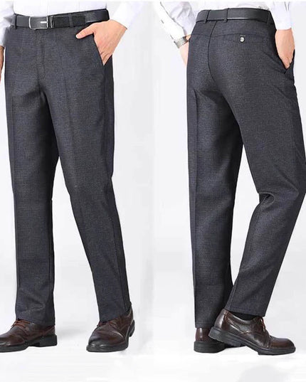 Voldri Men's Casual Suit Pants - Classic Stretch Trousers in Black/Gray -   | Stylish & Elegant Fashion by Voldri