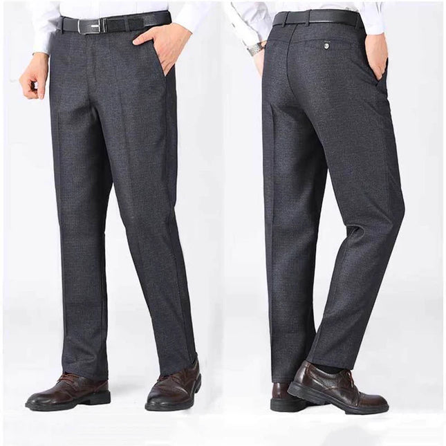 Voldri Men's Casual Suit Pants - Classic Stretch Trousers in Black/Gray -   | Stylish & Elegant Fashion by Voldri