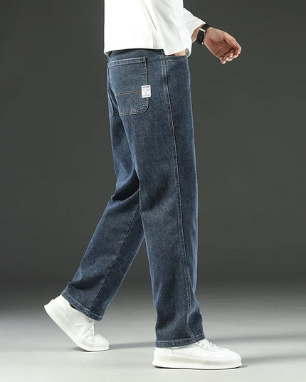 Voldri Men's Baggy Straight Jeans - 2025 Y2 Style, Mid Waist Fit
