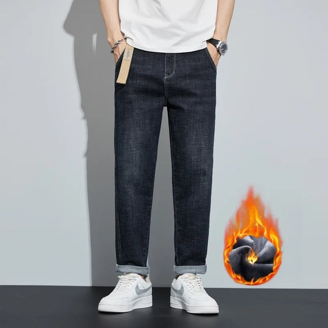 Voldri Men's Winter Fleece Jeans - Loose Fit & Straight Leg Design -   | Stylish & Elegant Fashion by Voldri