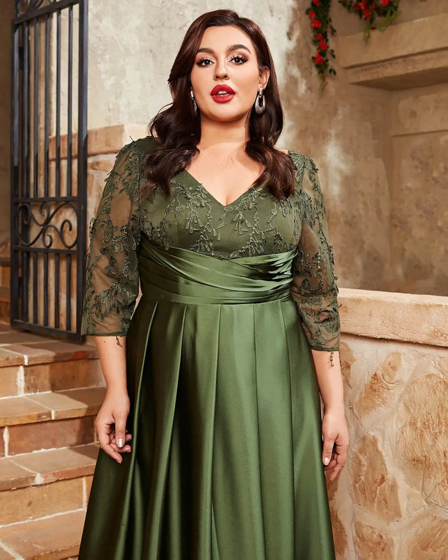 Lace Embroidery Satin Ball Dress