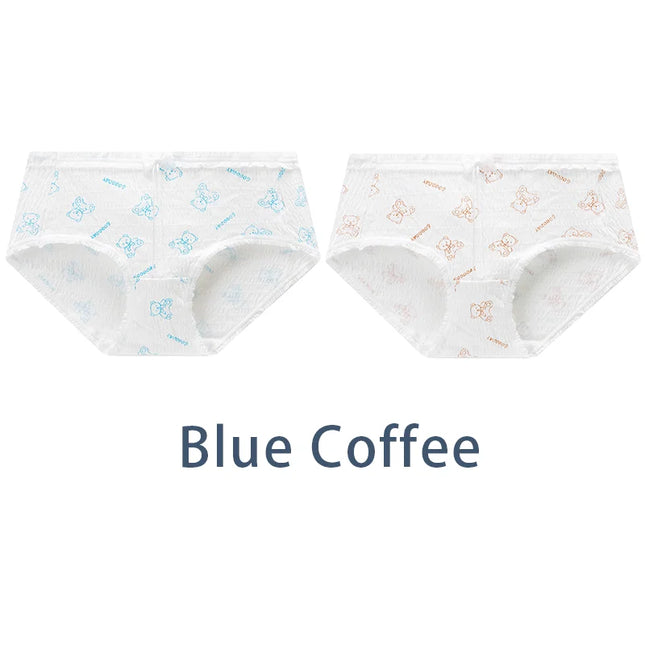 2PCS Bow Mid Waist Underpants Underwear - VOLDRI