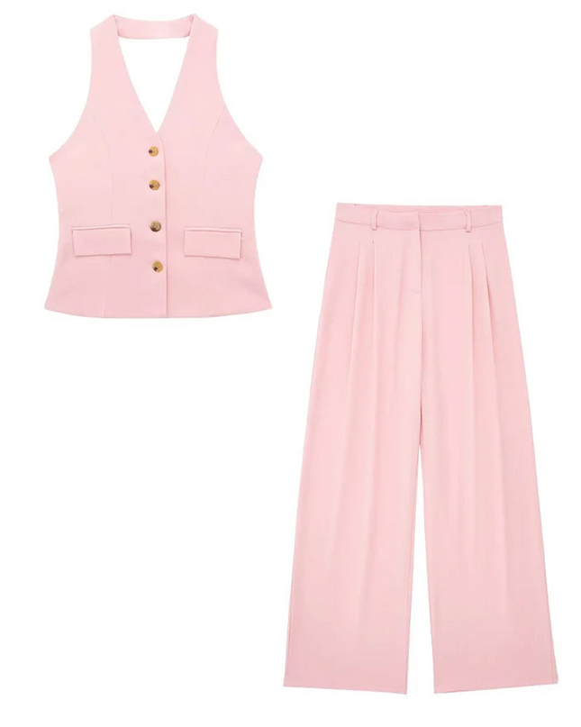 Halter Vest Tops + Pant Sets