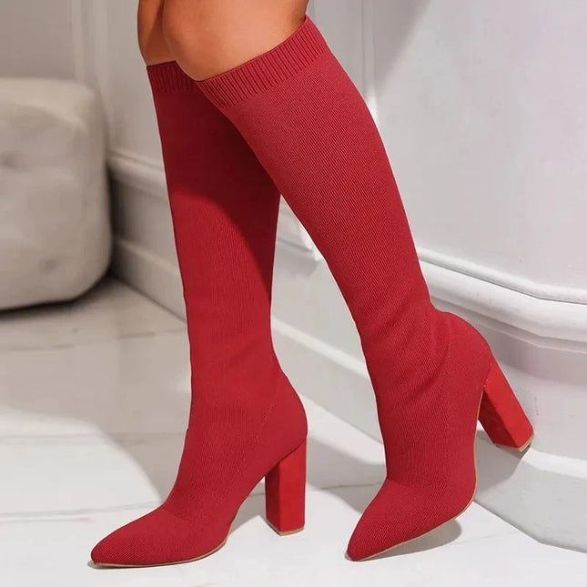 Fabric Knee High Boots - VOLDRI