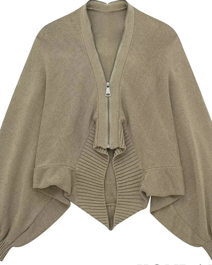 Casual Knitted Camel Cardigans - VOLDRI