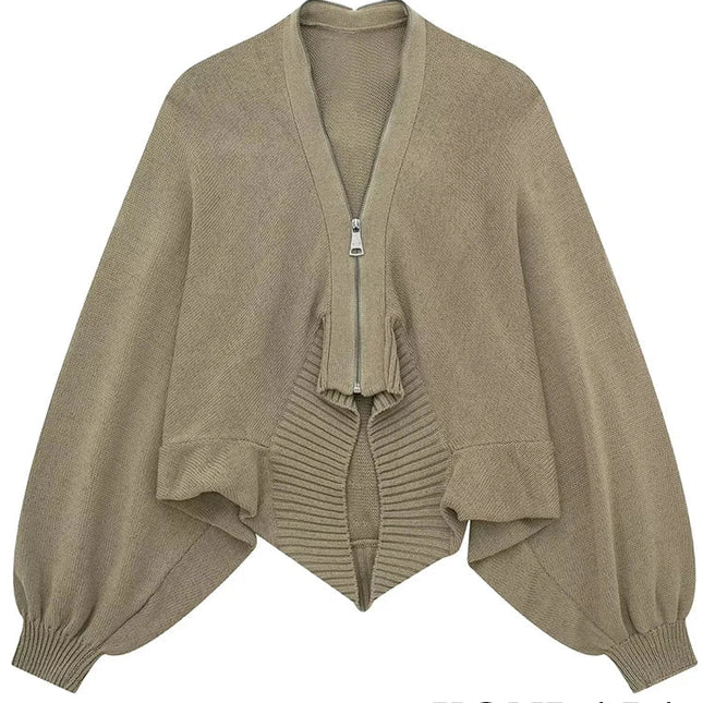 Casual Knitted Camel Cardigans - VOLDRI