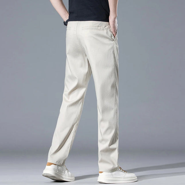 2026 Spring Summer Men's Lightweight Slim Straight Casual Pants Premium Lyocell Micro-elastic brand clothing youth thin trousers