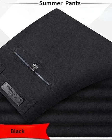 Men's Autumn Thick Summer Thin Casual Pants Straight Formal Long Trouser Adult Solid Color Flat Design Suit Pant Business KOACUS -   | Stylish & Elegant Fashion by Voldri