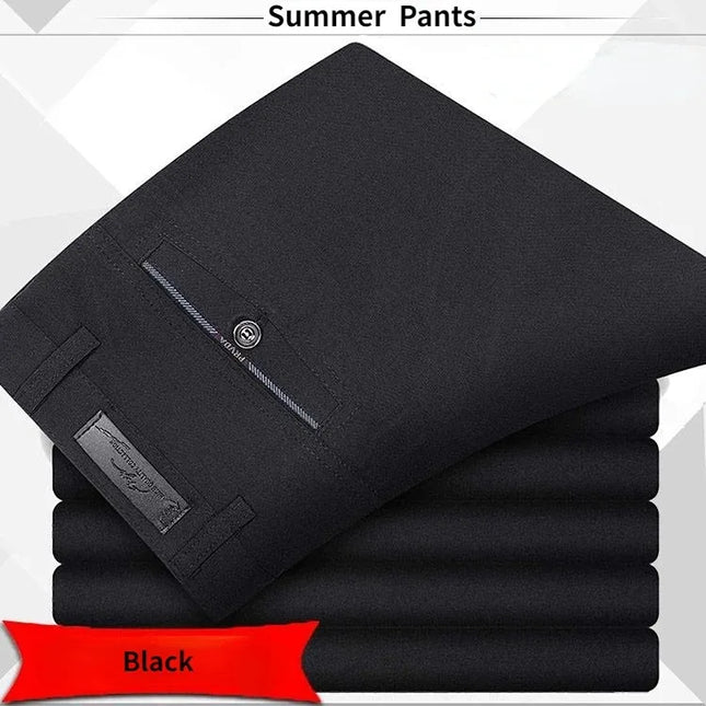 Men's Autumn Thick Summer Thin Casual Pants Straight Formal Long Trouser Adult Solid Color Flat Design Suit Pant Business KOACUS -   | Stylish & Elegant Fashion by Voldri