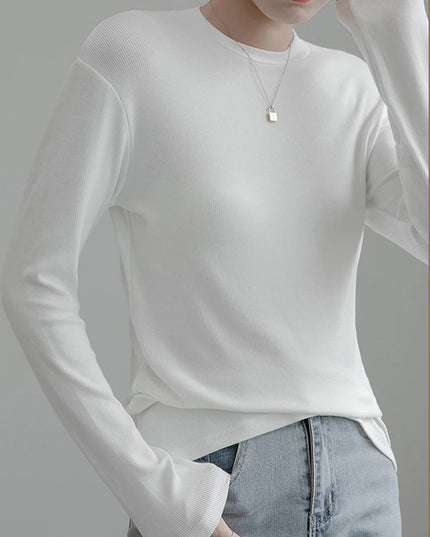 Neck Cotton Long Sleeve T-shirt - VOLDRI