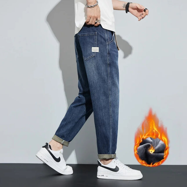 Voldri Men's Winter Fleece Jeans - Loose Fit & Straight Leg Design -   | Stylish & Elegant Fashion by Voldri