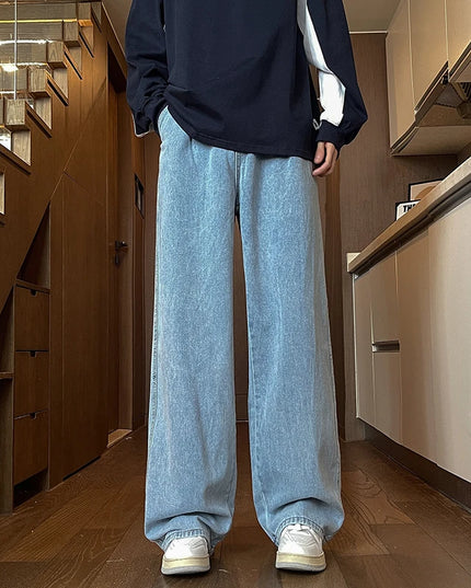 Men's Black Jeans, Classic Solid Color Loose Casual Pants, Fashionable and Versatile Baggy Straight Wide Leg Pants Gray Blue -   | Stylish & Elegant Fashion by Voldri
