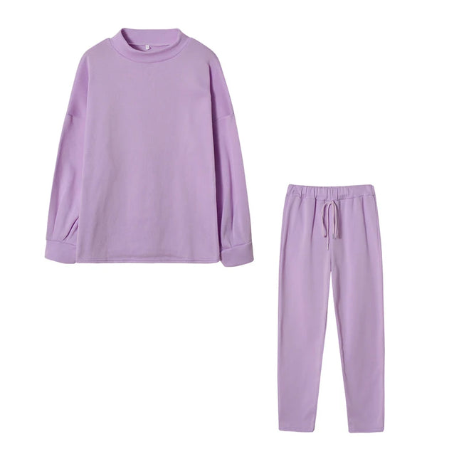 High Collar Top+ Trousers Set