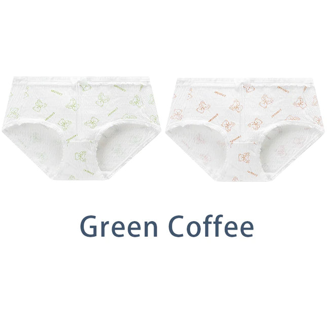 2PCS Bow Mid Waist Underpants Underwear - VOLDRI