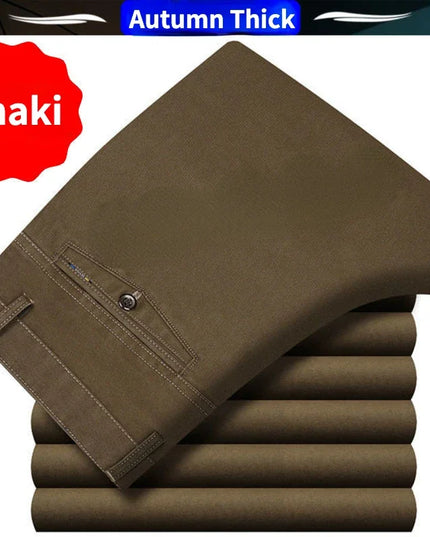 Men's Summer Thin Business Suit Pants Autumn Thick 100% Cotton Classic Casual Fashion Stretch Trousers Male Brand Clothes KOACUS -   | Stylish & Elegant Fashion by Voldri