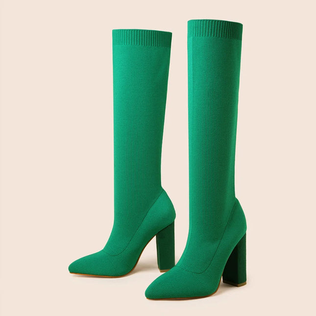 Fabric Knee High Boots - VOLDRI