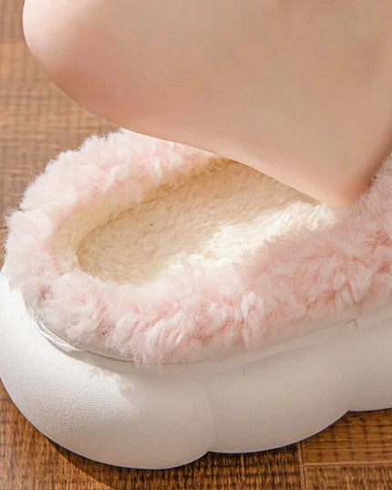 Fur Bow Plush Slippers