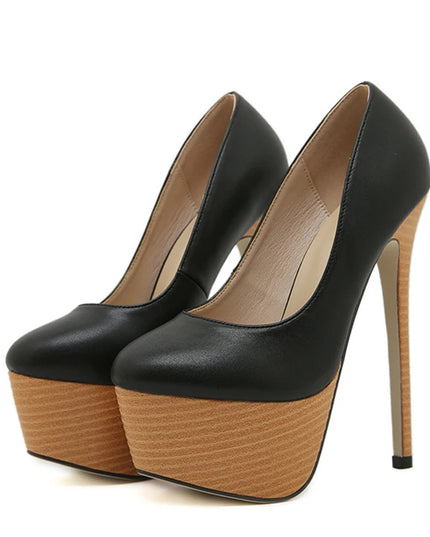 Woodiness Platform Pumps High Heels - VOLDRI